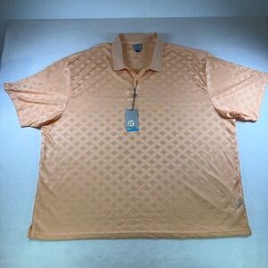 Kilburne & Finch Mens 5X Polo Shirt Peach Orange Basketweave Rayon Stretch NWT